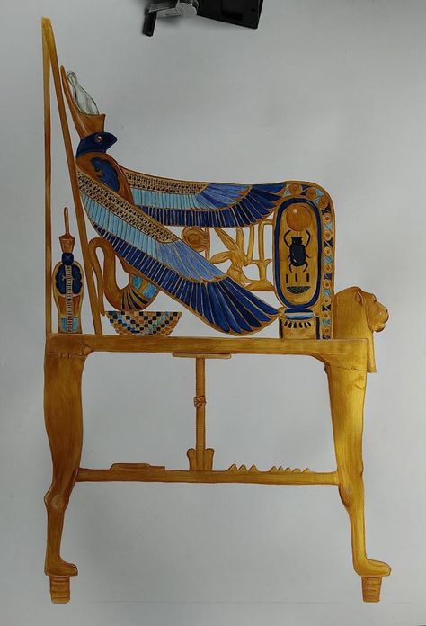 Ancient Egypt Furniture, Pharaonic Furniture, Egyptian Chair, Interior Design Presentation Boards, Egyptian Furniture, Ancient Egyptian Tombs, Learn Interior Design, Egyptian Motifs, Interior Design History