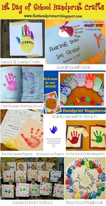 1st Day of School Handprint Crafts Crafts For Grandparents, Handprint Ideas, Speech Crafts, August Themes, Grandparents Day Crafts, Footprint Crafts, Back To School Crafts, Pediatric Therapy, Footprint Art