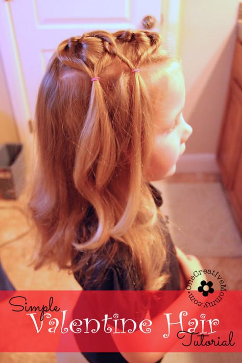 Create this easy Valentine hair style in ten minutes or less!  I'll show you how.  {Valentines Day heart hair style for little girls on OneCreativeMommy.com} Valentines Hairstyles, Valentine Hair, Girl Hair Dos, Hair Cute, Hari Valentine, Heart Hair, Fashion Tutorial, Holiday Hairstyles, Crazy Hair Days