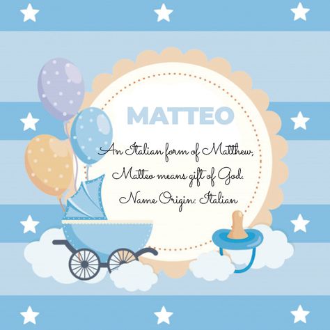 Matteo Name Meaning, Matteo Name, Italian Names, Name Origins, Baby F, Name Meaning, Baby Names, The Originals, Gifts