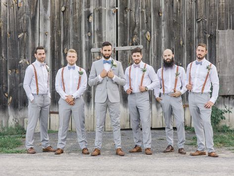 Grey Groomsmen Attire Suspenders, Grey And Brown Groomsmen Attire, Grey Pants Wedding Outfit Men, Grey Suit Suspenders Wedding, Grey Pants And Suspenders Wedding, Gray Suit Brown Shoes Wedding, Gray Pants With Suspenders Wedding, Grey Pants With Suspenders Groomsmen, Gray Groomsmen Attire Suspenders