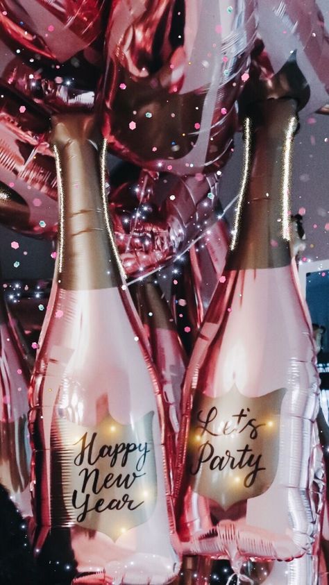 Pink New Years, Gold Champagne Bottle, Nye Party Decorations, Champagne Balloons, Trendy Party Decor, Rose Gold Party Decor, Birthday Cake For Husband, Rose Gold Balloons, Paper Confetti