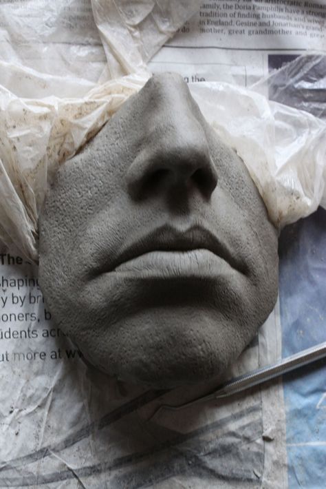 Sculpted nose and mouth | Judes Blog Sculpture Nose, Nose Sculpting, Clay Mouth, Mouth Sculpture, Nose Sculpture, Nose Reference, Hsc Art, Anatomical Reference, Chameleon Eyes