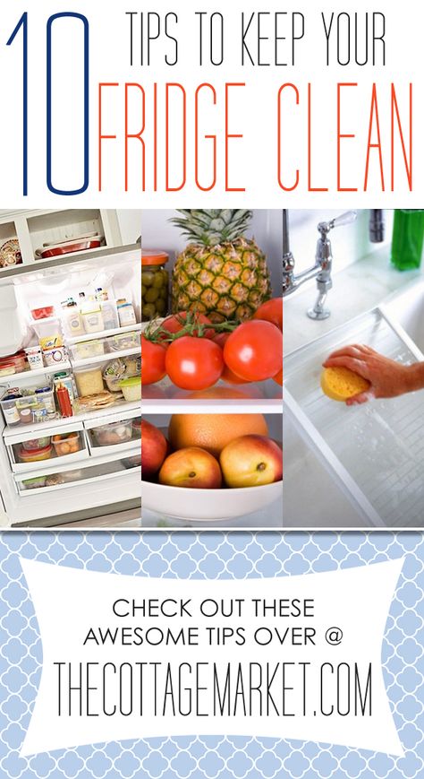 10 Tips to Keep Your Fridge Clean - The Cottage Market Diy Cleanse, Deep Cleaning House, Clean Refrigerator, Clean Fridge, Cottage Market, Diy Cleaning Solution, Organizing Hacks, Refrigerator Organization, Fridge Organization