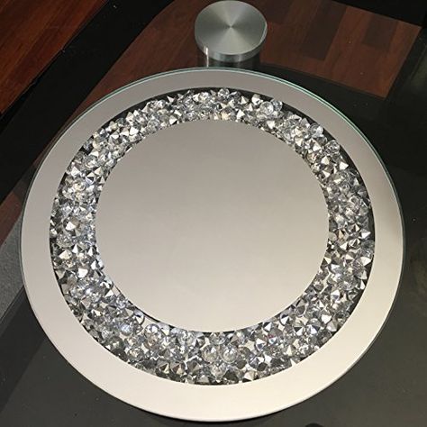 CRUSHED JEWELS DIAMANTE MIRRORED CANDLE PLATE CENTREPIECE WEDDING TABLE bling ABM Centrepiece Wedding, Mirror Candle Plate, Mirrored End Table, Glass Tealight Candle Holders, Crushed Diamonds, Mirror Display, Mirrored Coffee Tables, Mirrored Console Table, Glass Console Table