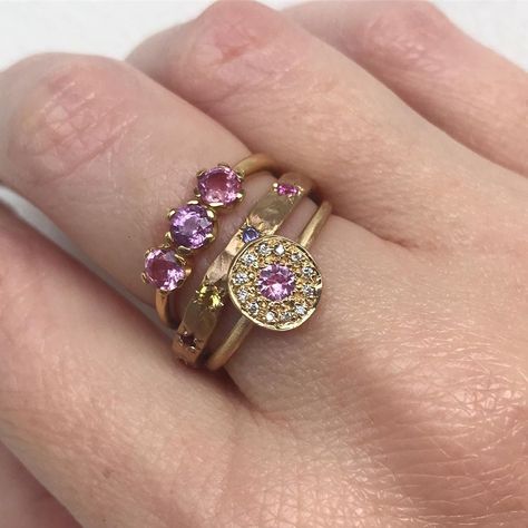 Sarah Gardner Jewellery, Sarah Gardner, Disc Ring, Gold Ring Stack, Put A Ring On It, Pink Ring, Here Comes The Bride, Fine Jewellery, Stacking Rings