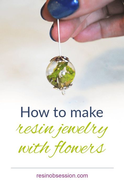 Learn how to make resin jewelry with flowers, plants and petals from a bouquet or your yard. Step-by-step pictures and supply list included. . . . #resin #resinandflowers #resinjewelry #resinobsession How To Make Resin Beads With Dried Flowers, Resin Bead Jewelry, How To Make Resin Beads, How To Make Resin Jewelry Tutorials, Resin Flower Earrings Diy, How To Resin Flowers, Dried Flower Resin Jewelry, Uv Resin Jewelry Tutorials, Flowers In Resin Diy