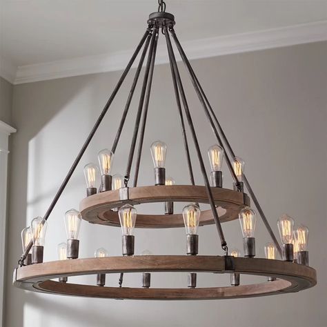 Foyer Chandelier & Entry Way Lighting - Shades of Light Log Cabin Lighting Fixtures, Large Chandelier High Ceilings, Entry Way Lighting, Bedroom Baddie, Wood And Metal Chandelier, Room Ideas For Men, Vibey Apartment, Room Ideas For Men Bedroom, Baddie Apartment Ideas