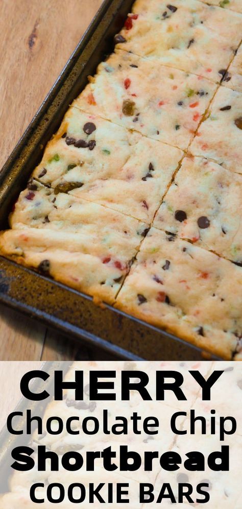 Cherry Chocolate Chip Shortbread Cookie Bars Shortbread Cookie Bars, Easy Christmas Dessert, Chocolate Chip Shortbread, Easy Dessert Recipes Christmas, Chocolate Chip Shortbread Cookies, Christmas Desserts Easy, Shortbread Bars, Cherry Chocolate, Pineapple Recipes