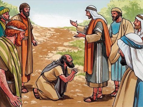 FreeBibleimages :: Ten lepers healed :: Jesus heals ten men with leprosy but only one returns to say, 'Thank You'. (Luke 17:11-19) Parable Of The Sower For Kids, Luke 17, Parables Of Jesus, Miracles Of Jesus, Sick Boy, Bible Images, Jesus Heals, Free Stories, Bible Pictures