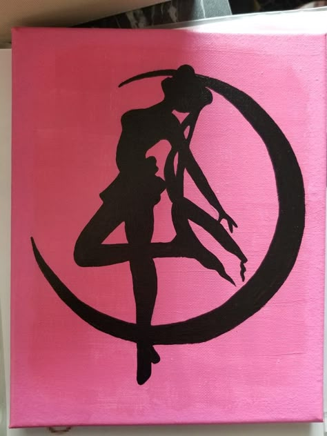 Sailor Moon Painting Ideas, Sailor Moon Painting Easy, Sailor Moon Acrylic Painting, Sailor Moon Painting Canvases, Sailormoon Aesthetics, Sailor Moon Painting, Sailor Moon Diy, Moon Silhouette, Mandala Wallpaper