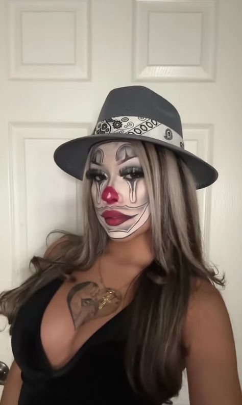 Chola Clown Costume, Chola Clown Makeup Halloween, Payasa Makeup, Chola Makeup, Gangster Clown, Art Tut, Halloween Makeup Inspiration, Paper Ideas, Clown Costume