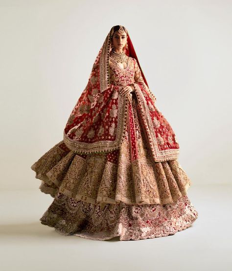 Bride Fashion Illustration, Latest Bridal Lehenga Designs, Nikah Outfit, Designer Bridal Lehenga Choli, Red Bridal Dress, Bridal Lehenga Designs, Desi Wedding Dresses, Indian Outfits Lehenga, Wedding Lehenga Designs