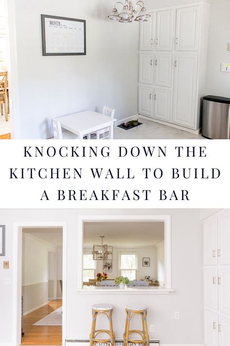 Breakfast Bar Between Kitchen And Dining, Pass Through Window Kitchen To Dining Room, Kitchen Bar Window To Living Room, Window Between Kitchen And Dining, Half Wall Between Kitchen And Living Room, Kitchen Wall Cutout, Window Between Kitchen And Living Room, Wall Between Kitchen And Dining, Kitchen Pass Through Ideas