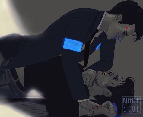 Connor X Gavin, Detroit Become Human Connor, Detroit Being Human, Becoming Human, Anime Friendship, I Like Dogs, Abstract Face Art, Detroit Become Human, Animal Sketches