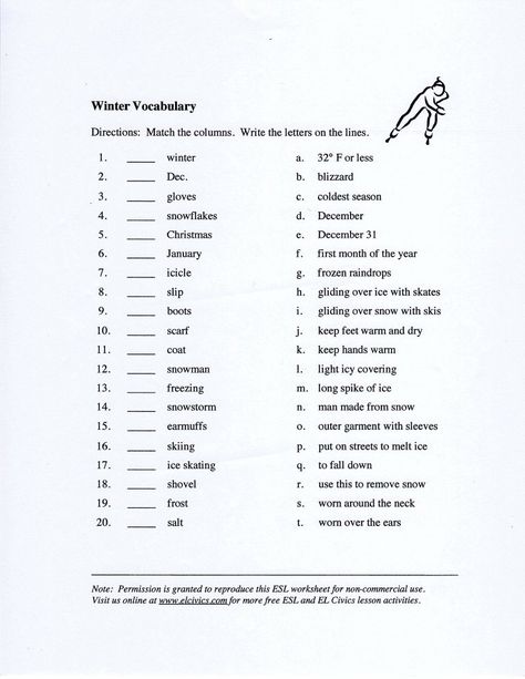 Winter Vocabulary – TUTORING YOU Winter Vocabulary, Winter Words, Answer Sheet, Cool Winter, English Course, Never Stop Learning, In The Meantime, Vocabulary Words, Months In A Year