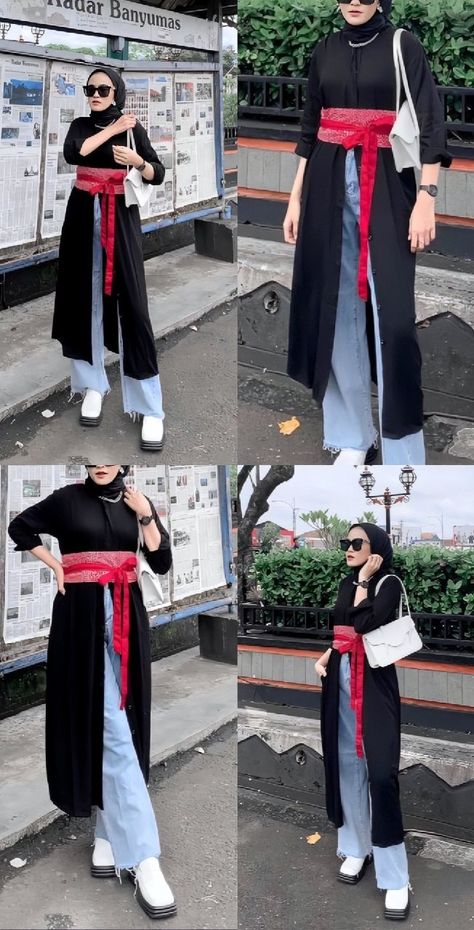 Ootd Obi Belt Hijab, Belt Kain, Obi Belt Batik, Outfit Kantor, Outfit Hijab Ideas, Lebaran Outfit, Ootd Lebaran, Fashion Outfits Hijab, Outfit Campus