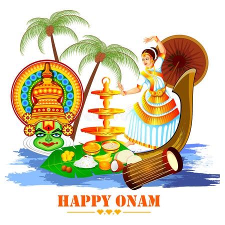 Happy Onam Background for Festival of South India Kerala Stock Vector - Illustration of decoration, malayali: 120887154 Onam Decoration, Onam Wishes In Malayalam, Kerala Painting, Happy Onam Wishes, Onam Greetings, Onam Wishes, Festival Activities, Festival Paint, Cake Competition