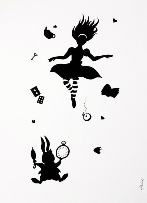 Alice In Wonderland Silhouette, Alice In Wonderland Rabbit, Alice And Wonderland Tattoos, Alice In Wonderland Drawings, Wonderland Tattoo, Idee Cricut, Silhouette Tattoos, Alice And Wonderland Quotes, Wonderland Quotes