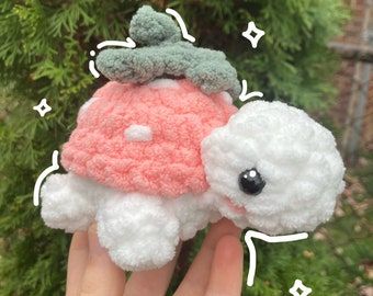 Strawberry Turtle Crochet, Strawberry Turtle, Toys Quotes, Turtle Plushie, Turtle Crochet, Turtle Plush, Easy Crochet Animals, Quick Crochet Patterns, Crochet Dinosaur