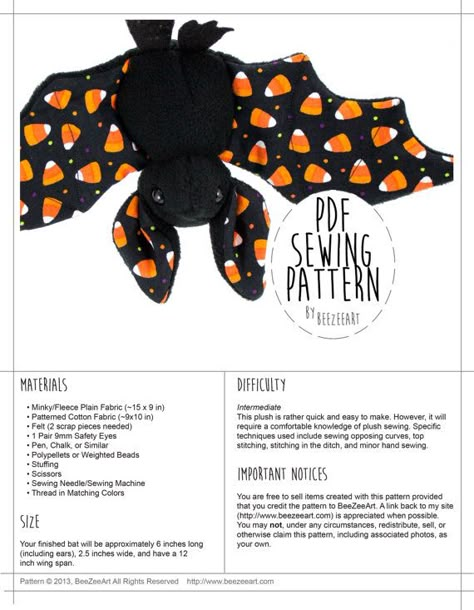 Bat Sewing Pattern Free, Bat Plushie Pattern Free, Bat Stuffed Animal Pattern Free, Bat Plush Pattern Free, Diy Bat Wings, Bat Pdf Sewing Pattern, Plush Bat Pattern, Bat Sewing Pattern, Bat Blanket Sewing Pattern