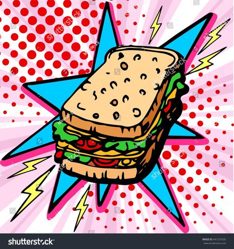 Hand drawn sandwich. Vector Fast Food sketch. Comic book style, pop art retro vector illustration. #Ad , #AD, #Fast#Food#sketch#Vector Sandwich Vector, Acrylic Cards, Pop Art Food, Sketch Comic, Presentation Tips, Retro Vector Illustration, Pop Art Retro, Food Drawings, Food Sketch