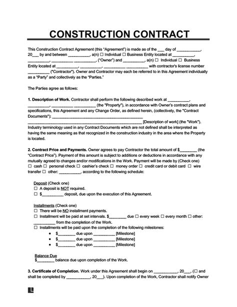 Construction Contract Agreement, Work Agreement, Contractor Contract, Separation Agreement Template, Legal Templates, Real Phone Numbers, Construction Contract, Business Proposal Template, Contract Agreement