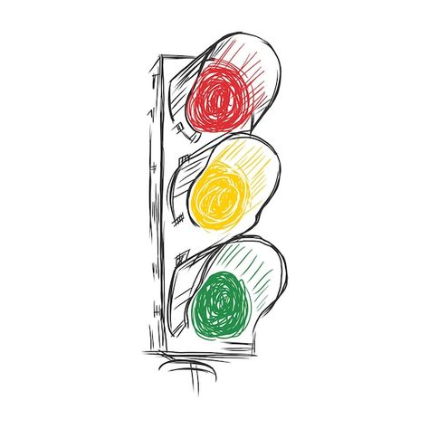 Traffic Light Sketch, Stop Light Tattoo, Stoplight Tattoo, Stoplight Drawing, Stop Light Drawing, Traffic Light Tattoo, Traffic Light Illustration, Traffic Light Art, Traffic Light Drawing