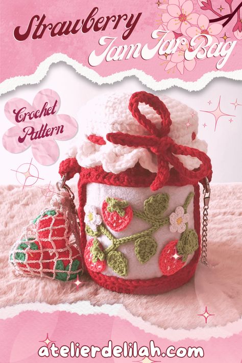 Crochet Cute Purse, Crochet Kawaii Free Pattern, Crochet Strawberry Pattern Free, Crochet Little Things, Breakfast Crochet, Crochet Beginner Projects, Strawberry Bag Crochet, Crochet Bag Cute, Strawberry Crochet Pattern