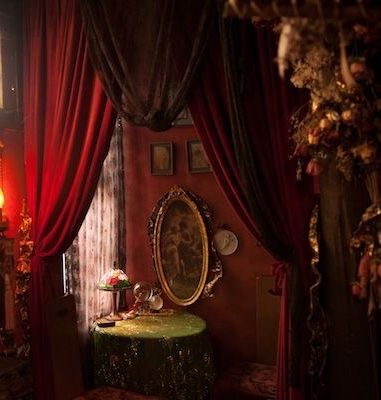 An eerie abode, Fortune Teller Shadow Puppetry, Witchy Room, Dark Circus, Fortune Telling, Fortune Teller, Reading Room, Book Nooks, Halloween House, House Inspo