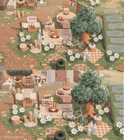 Anch Cottagecore Ideas, Acnh Villager Garden Ideas, Acnh Grandmacore Island, Acnh Veggie Garden Layout, Acnh Cottagecore Small Areas, Grandmacore Animal Crossing, Cottagecore Acnh Ideas, Cottagecore Animal Crossing Villagers, Acnh Washing Area