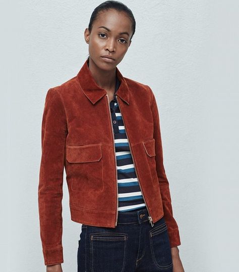 The 5 Must-Have Jacket Styles for Spring | WhoWhatWear Suede Jacket Outfit, Red Suede Jacket, Suede Jacket Women, Preppy Spring, Monochrome Fashion, Mens Fashion Casual Outfits, Spring Fashion Trends, Spring Jackets, Celebrity Outfits