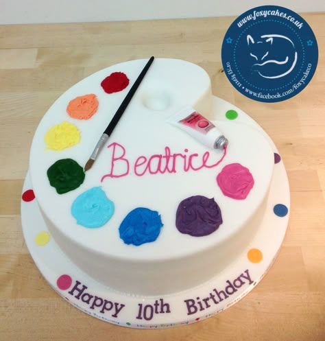 Paint Pallet Cake, Art Cakes Birthday Kids, Paint Cake Ideas, Artist Theme Cake, Paint Party Cake, Art Cake Ideas, Art Party Cake, Art Party Cakes, Art Birthday Cake