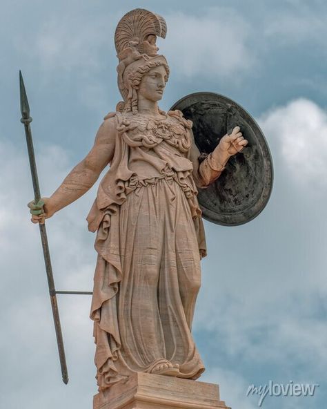 Athena Statue Sculpture, Athena Statue Tattoo, Ancient Greece Statues, Greek Goddess Sculpture, Athena Sculpture, Athena Greece, Athena Statue, Athena Aesthetic, Athena Greek Goddess