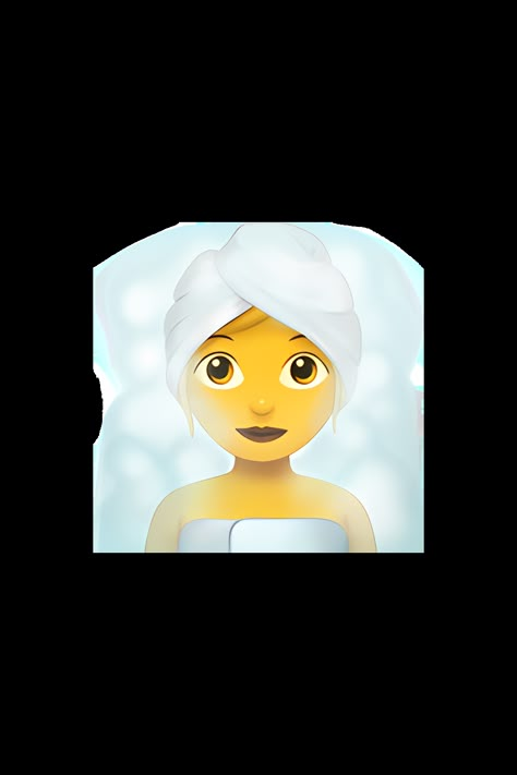 The emoji depicts a woman with long hair wearing a white towel wrapped around her head. She is shown sitting in a steamy room with her eyes closed and a serene expression on her face. The steam is visible around her head and shoulders, indicating that she is in a sauna or steam room. The woman is wearing a white robe or towel, and her skin appears to be glowing from the heat and moisture. Overall, the emoji conveys a sense of relaxation and self-care. Lego Hotel, Emojis Iphone, Apple Emojis, Images Emoji, Woman With Long Hair, Ios Emoji, Iphone Emoji, Vanessa Lopes, Girl Emoji