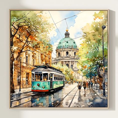 Berlin Travel Print Berlin Poster Germany Art Print Berlin Gift Berlin Wall Art Berlin Artwork Berlin Wall Decor Gift for Travel Lovers Berlin Wall Art, Berlin Poster, Berlin Travel, Berlin Art, Travel Painting, Berlin Wall, Watercolor Landscape Paintings, Cityscape Painting, Travel Lover