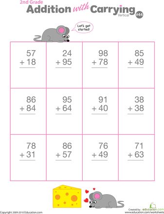 Worksheets: Double Digits! Practice vertical addition & carrying remainders! #math #school Vertical Addition, Maths Tips, Math Helper, Addition With Regrouping, Addition And Subtraction Practice, 3rd Grade Math Worksheets, Maths Worksheets, Subtraction Practice, Math Learning