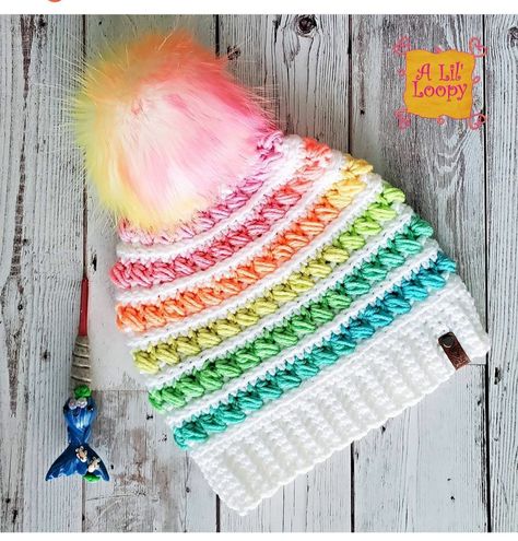 Crochet Hat Color Combinations, Fun Multicolor Crochet Hat For Winter, Crochet Rainbow Hat, Cute Multicolor Crochet Hat, Multicolor Crochet Winter Hat One Size, Multicolor Hand-knitted Fun Crochet Hat, Multicolor Crochet Winter Hat, One Size, Chunky Crochet Hat, Rainbow Hats