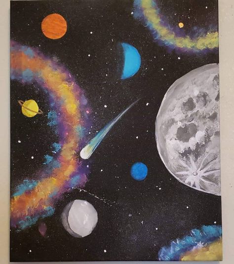 😊❤🌜⭐ #painting #art #artistsoninstagram #artist #paint #galaxy #planets #stars #moon #cosmic #solarsystem #outerspace Planet Painting Ideas, Planets Painting Easy, Cool Space Paintings, Cosmic Drawings, Planet Painting Easy, Painting Planets, Paint Planets, Planets Painting, Space Art Painting