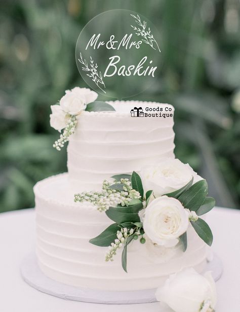 Wedding cakes #wedding #cakes Acrylic Wedding Cake Topper, Small Wedding Cakes, Simple Elegant Wedding, Wedding Cakes With Cupcakes, White Wedding Cakes, Simple Wedding Cake, White Wedding Cake, Elegant Wedding Cakes, Acrylic Cake Topper