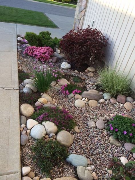 49 Pretty Rock Garden Ideas On A Budget Rock Garden Design, Backyard Gardening, Budget Garden, Rock Garden Landscaping, Have Inspiration, Front Yard Garden, Landscaping With Rocks, Succulents Garden, Front Garden