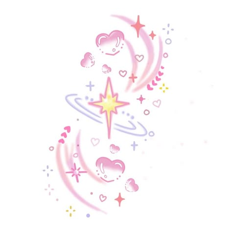 Different Star Designs, Kawaii Mini Drawings, Cute Tattoos Chest, Magical Tatoos, Beauty Symbols, Constellation Background, Cutie Mark Ideas, Pastel Doodles, Star Doodles