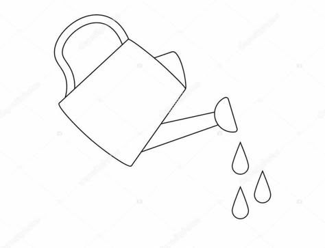 Watering Can Clipart Black And White, Can Clipart, Whiteboard Ideas, Water Sprayer, Clipart Black And White, Silhouette Svg, Watering Can, Preschool Crafts, Tractor