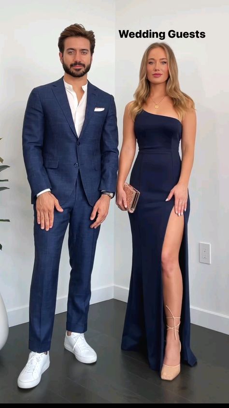 Wedding Guest Couple Outfit, Blue Wedding Guest Outfits, Couple Outfit Ideas, Regular People, Couple Dress, Cute Couple Outfits, Wedding 2025, Guest Attire, Celebrity Lifestyle