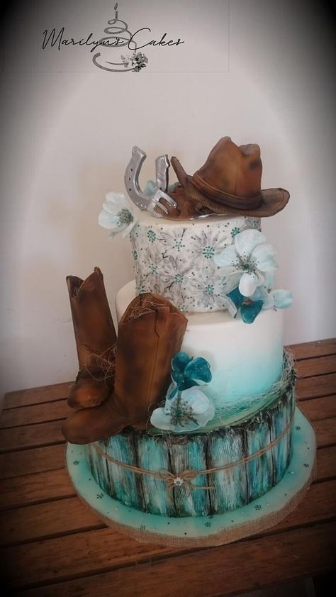 Western Cakes Birthday For Women, Cowgirl 21st Birthday Cake, Western Cake For Woman, Country Themed Birthday Cakes, Country Theme Sweet 16 Party Ideas, Country Cake Ideas, Western Birthday Cakes Women, Country Cakes Birthday, Cake Designs Western