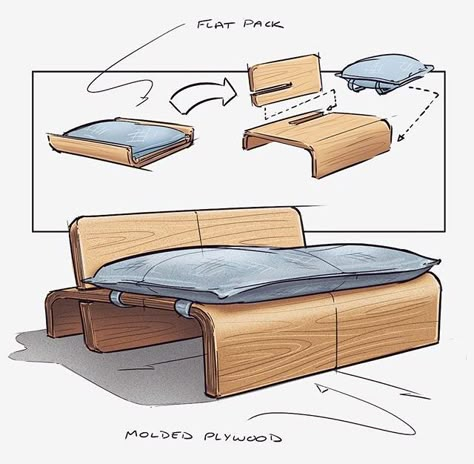 Furniture Sketch, Furniture Design Sketches, Design Sketching, Interior Design Sketches, Industrial Design Sketch, Built In Bookcase, Woodworking Plans Free, Copic, Design Sketch