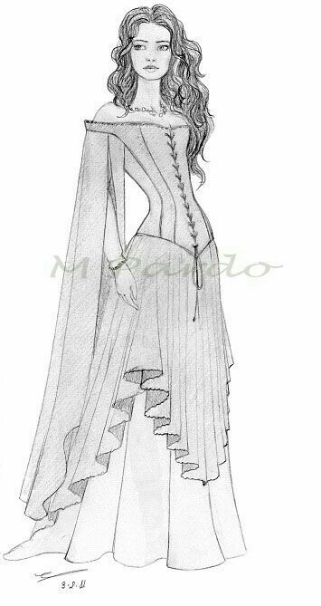 Fashion Sketches Dresses, Sketches Dresses, Dress Sketches, Dress Drawing, Medieval Dress, A Drawing, Design Sketch, Corset Dress, Larp