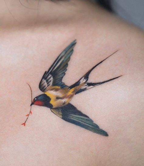 Barn Swallow Tattoo, Golondrinas Tattoo, Shoulder Blade Tattoos, Swallow Tattoo Meaning, Blatt Tattoos, Sparrow Tattoo Design, Swallow Tattoo Design, Swallow Bird Tattoos, Blade Tattoo