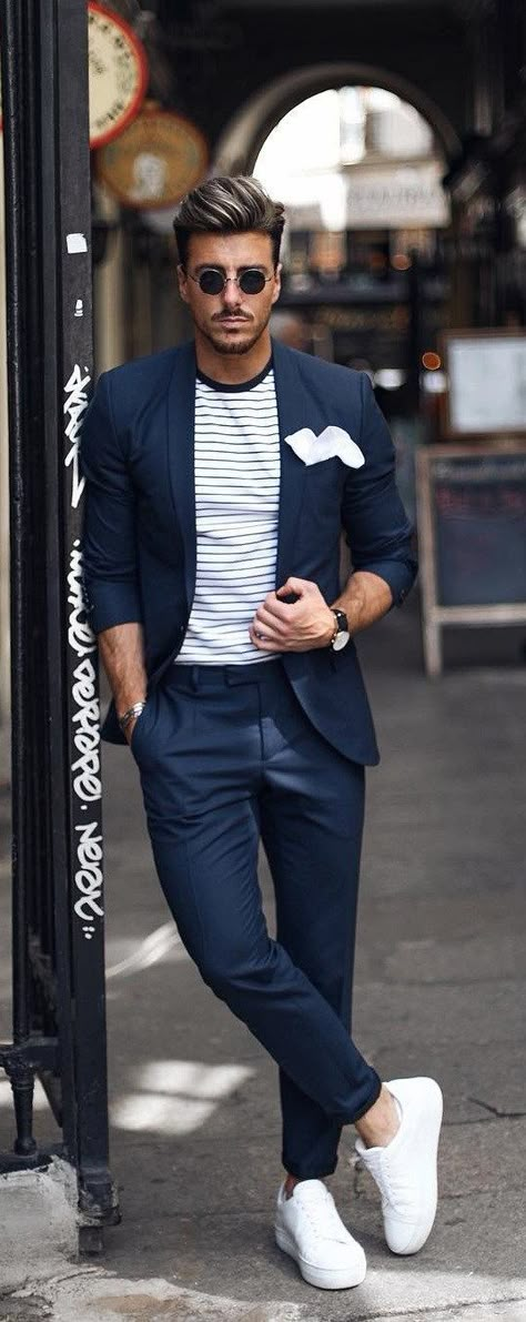 Suits With Sneakers Outfit Ideas Business Casual Outfits For Men, Best Business Casual Outfits, Suits And Sneakers, Mens Business Casual, Mens Business Casual Outfits, A Man In A Suit, Man In A Suit, Mens Business, Stylish Mens Fashion