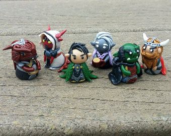 Full Set of 6 Miniatures For DnD, CUSTOM Hand Crafted DnD Characters-Tiefling, Dragonborn, Drow, Elf-Custom Request For Personalized Figures Polymer Clay Dungeons And Dragons, Polymer Clay Dnd Figures, Dnd Clay Figures, Polymer Clay Dnd Miniatures, D&d Figures, Polymer Clay Dnd, Dnd Miniatures Diy, Elf Custom, Dnd Figures